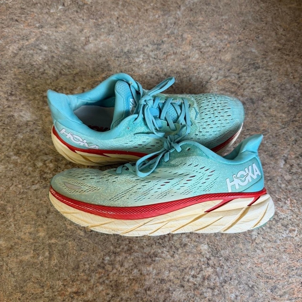Hoka One One Clifton 8 Blue Women's Running Sneaker Shoe 9B FLAWS